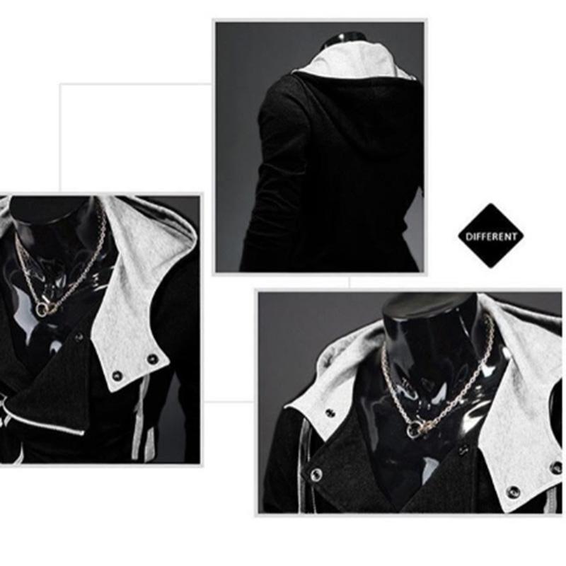 Men's Hooded Sweater Jacket Slim Fit Colorblock Sports Sweater Trendy Men's Cardigan Jacket