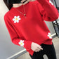 Autumn and Winter Round Neck Sweater Fashion Slim Bottoming Shirt Flower Pattern Simple Blouse