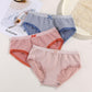 3pc Women's Panties Graphene Cotton Antibacterial File No Trace Middle Waist Sweet Student Girl