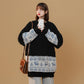 Color-blocking Sweater Women's Japanese Retro Vintaage Knitted Sweater Niche Design Lazy Style Autumn and Winter Outer Threading Sweater