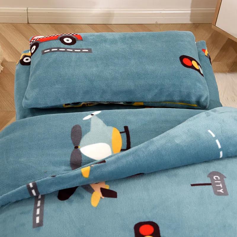 Milk Velvet Kindergarten Quilt Lunch Break Three-piece Set Thickened Children's Small Quilt Autumn and Winter Plus Velvet Soft Quilt Bed Set