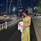 Female Spring and Summer French Elegant Waist Slim Satin Solid Soft Long Suspender Dress