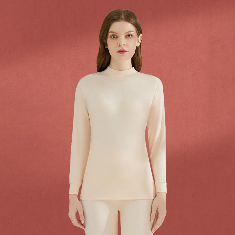 Women Winter Autumn Thermal Underwear Plus Velvet O-neck Tops Pants Female Tight Suit Thicken Windproof Soft Lining Long Sleeve High Elasticity Slim