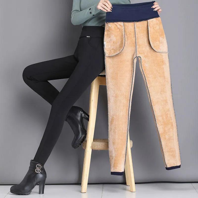 Lamb Velvet Women's Outer Wear Winter Leggings Autumn and Winter Plus Velvet Thickened High Waist Integrated Warm Foot Pants