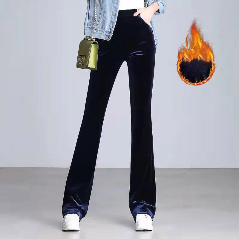 Small Cough Trousers Autumn and Winter Trousers Velvet Wide-leg Pants Women's Gold Velvet Micro-flared Casual Pants