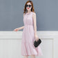 Womens Dress Summer Solid Color Pleated Chiffon Sleeveless Elasticated Belted Party Dress Womens