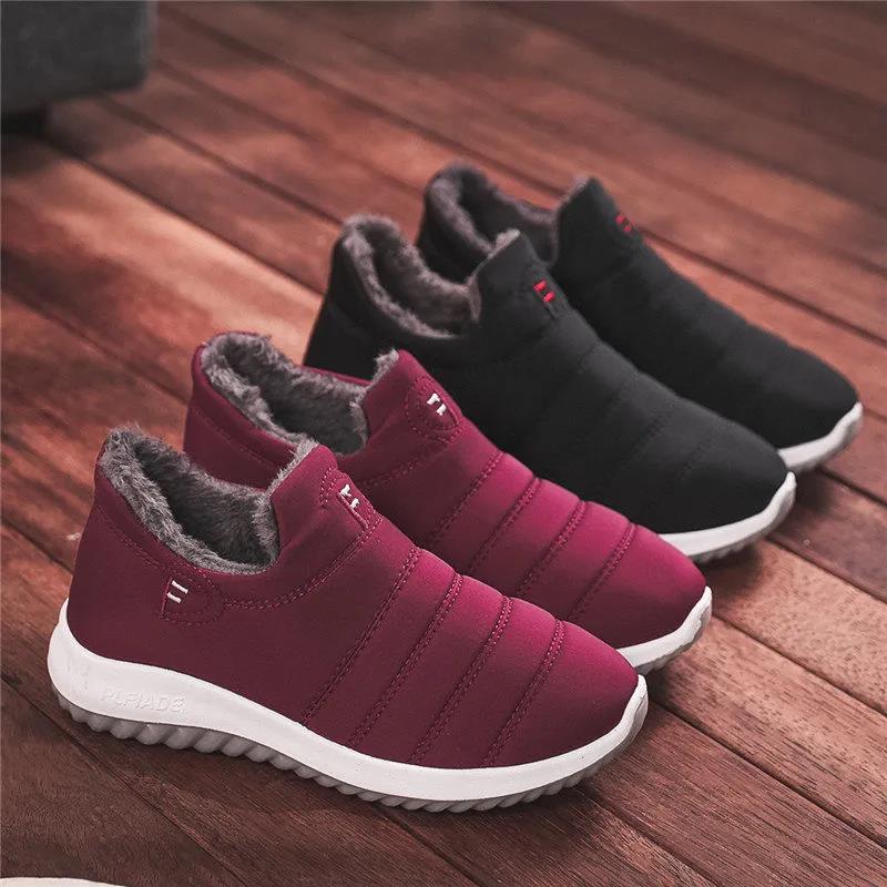Winter Fleece Warm Sports Shoes Walking Shoes Flat Non-slip Women's Cotton Shoes