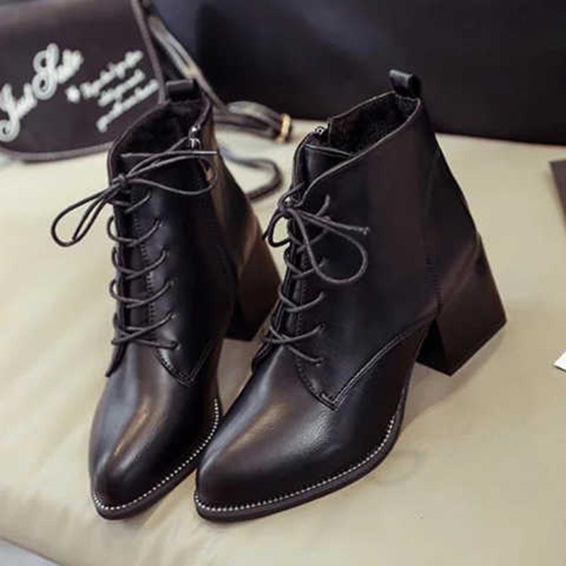 High Heels Pointed Toe Faux Leather Zipper Style Sexy Martin Boots Ankle Womens Boots