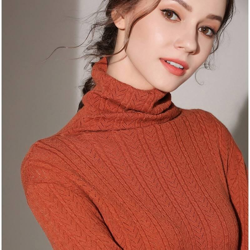 Autumn and winter turtleneck sweater women's knit bottoming shirt set inside the Slim long sleeve