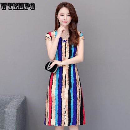 WTEMPO Brand Floral Comfortable Loose Skirt Women's Dress Summer Large Size Print Maxi Dress