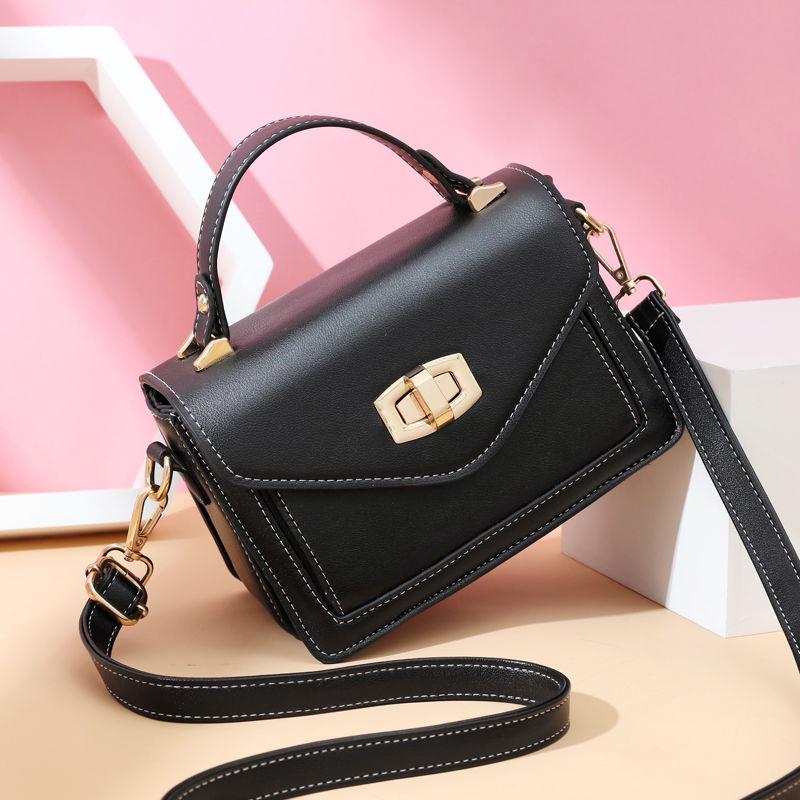 Crossbody Bag Women Solid Color Leather Anti-theft Large Capacity Wear Lock Buckle Hand Shoulder Bag