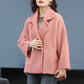 Autumn and Winter Fashion Knitted Cardigan Long Sleeve Lapel Thick Sweater Korean Plaid Jacket