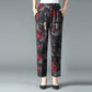 Women's Trousers Casual Pants Straight-leg Pants Plus Size Pants Women's Trousers Middle-aged Flower Pants