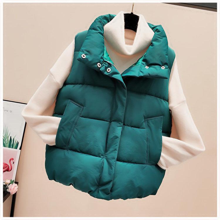 Autumn and Winter Short Plus Size Down Cotton Vest Fashion Casual Loose Jacket Sleeveless Simple Female Vest