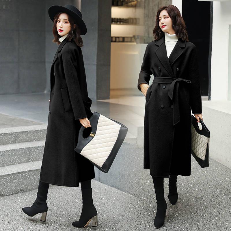 Wool Coat 2019 Fashion Avocado Green Jacket Long Trench Coat Plus Size Office Ladies overcoat