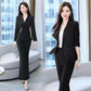 Two-piece Suit Women Set Autumn Professional Wear Large Size Slimming Micro-flared Pants Casual Office Clothing
