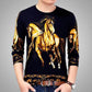 Long-sleeved T-shirt large size spring and autumn T-shirt 3D printed sweater men's round neck