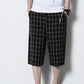 Cropped Pants Men's Summer Thin Section Plaid Shorts Korean Version of The Trend Straight Casual Pants Plus Size Fat Sports Pants