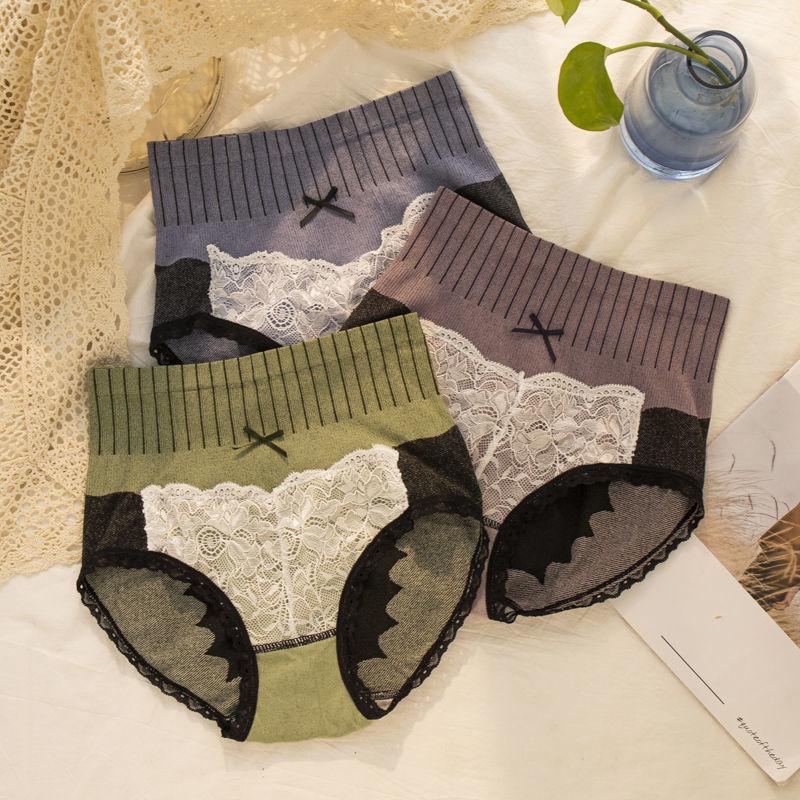 3 Pairs of Abdomen and Buttocks Women's Panties Bacteriostatic Cotton Crotch Breathable Briefs Sexy High Waist Graphene Antibacterial Body Underwear