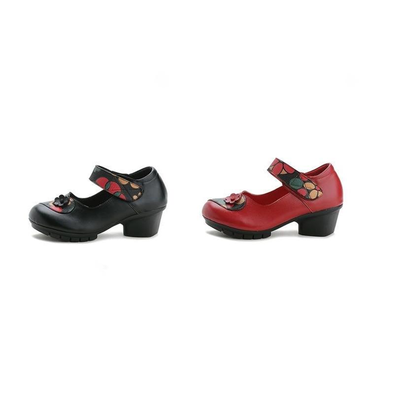 Sandals Women's Summer Fashion Outer Wear Soft Leather Mid-heel Sandals Ladies Sandals Mother Shoes Casual Sandals