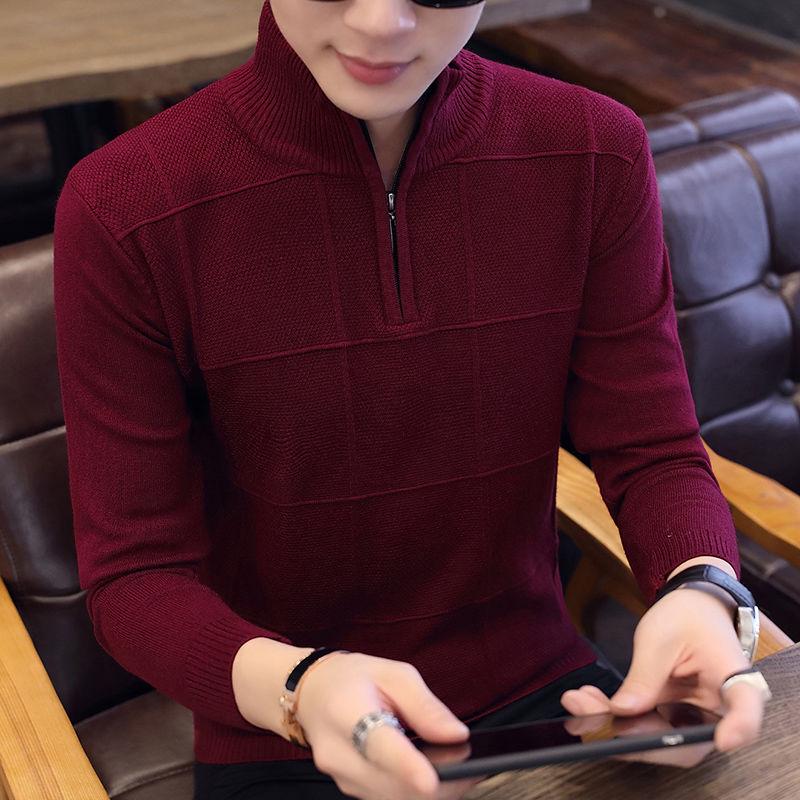 Mens Sweaters Autumn Winter Warm Cashmere Sweater Wool Zipper Pullover Pullovers Man Casual Knitwear