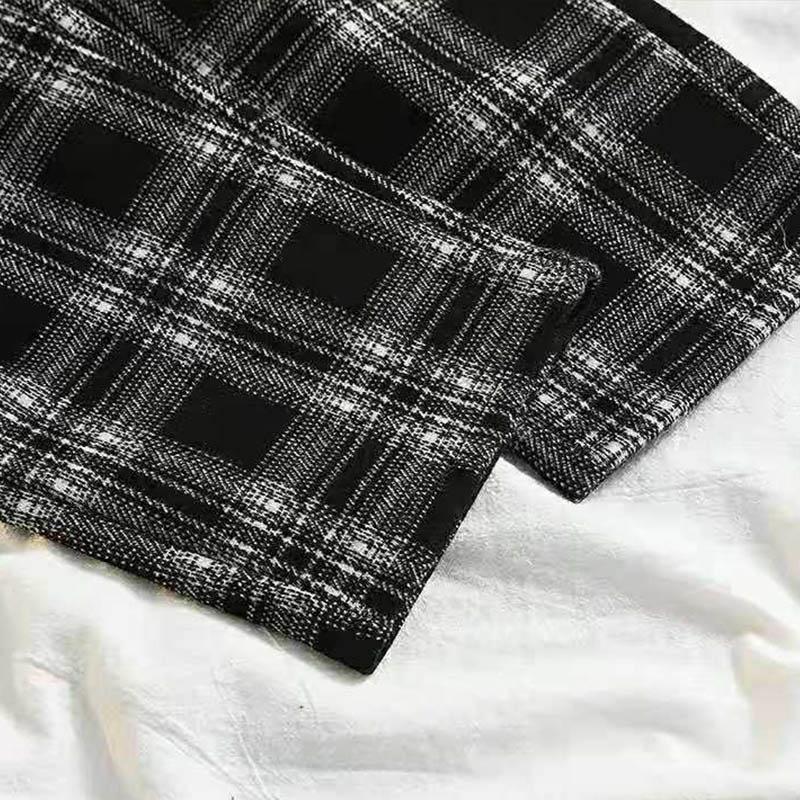 Plus Size Women's Winter Plus Velvet Thickening High Waist Warm Plaid Pattern Loose Slimming Casual Pants Fashion Harem Pants