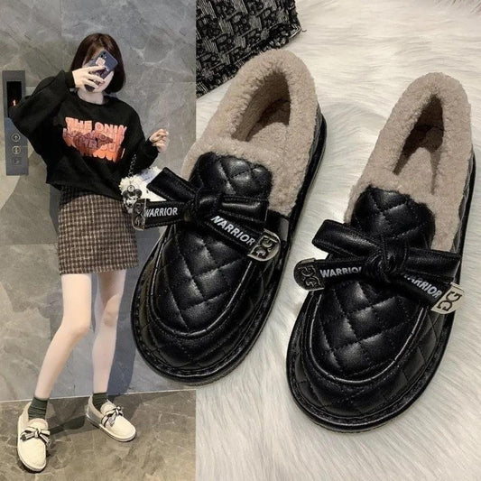 Cotton Shoes Women's Winter Wear Plus Velvet Korean Warm Snow Boots All-match Flat Bottom and Cotton Shoes