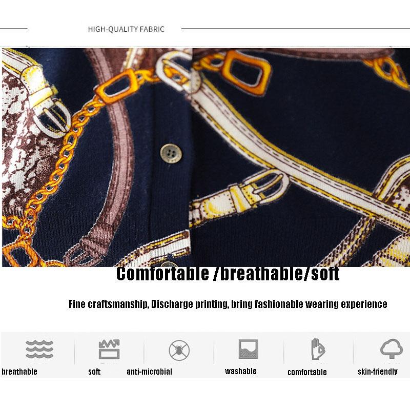 Women Printed  Cardigan Sweater Autumn Winter Long Sleeve V-Neck Casual Knitted Cardigan Elegant Female Tops Knit Jacket Coat