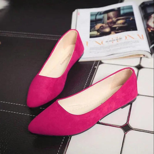 Shallow Mouth Flat Pointed Toe Suede Casual Work Shoes All-match Flat-bottomed Women's Shoes Soft-soled Non-slip Work Wear
