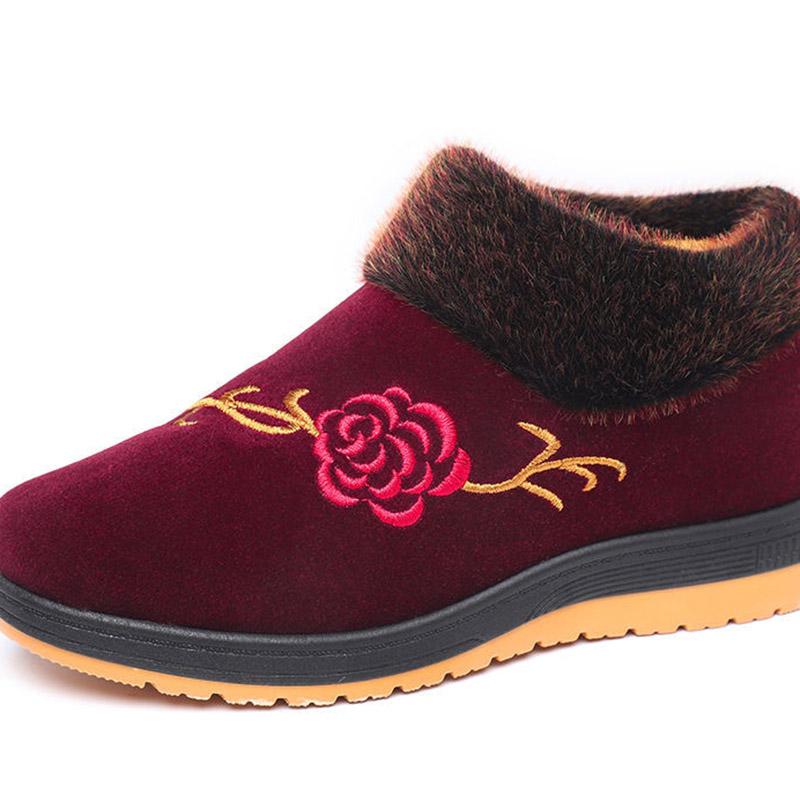 Women's Winter Plus Velvet Padded Cotton Shoes Non-slip  Short-tube Mother's Cotton Boots
