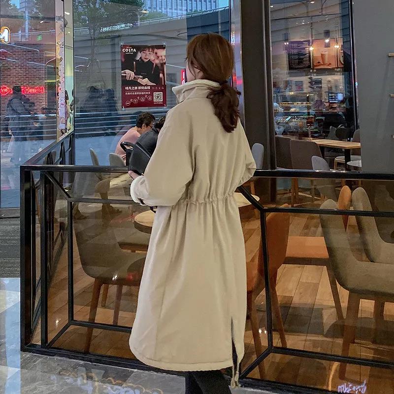 Lamb Velvet Padded Jacket Women's Length Over-knee Winter Korean Version Ins Hong Kong Wind Loose Plus Velvet Parka Padded Jacket