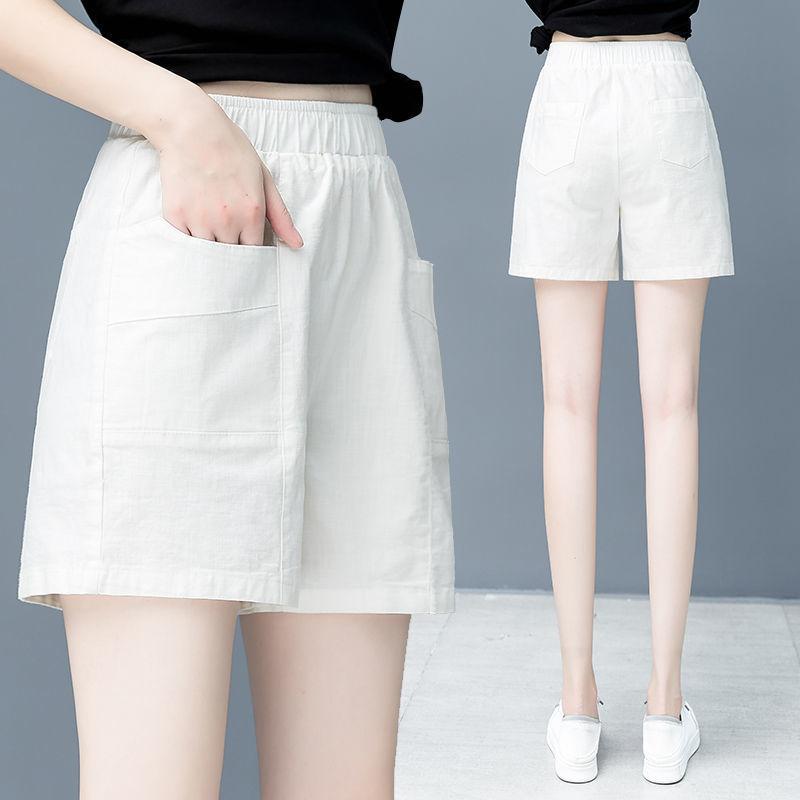 Summer Thin Elastic Waist Shorts Women Loose and Thin Straight Casual A-line Wide-leg Five-point Pants Women's Pants