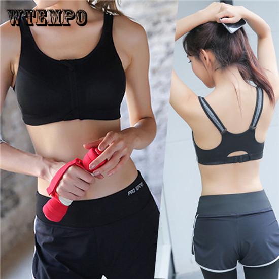 Women Zipper Push Up Sports Bras Shockproof Underwear Running Vest Gym Workout Running Yoga