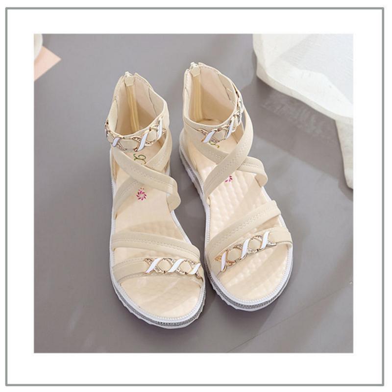 Women's Summer Flat Sandals Student Korean Style All-match Mid-heel Wedges Beach Shoes Bohemian Fairy Shoes