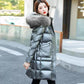 Large Fur Collar Down Cotton Jacket Women Mid-length Winter Fashion Trend Loose Shiny Warm Coat