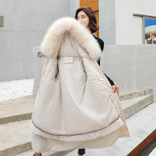 Detachable Pie Overcoming Women's Knees Plus Velvet Thin Cotton-padded Jacket Women's Loose Padded Padded Jacket