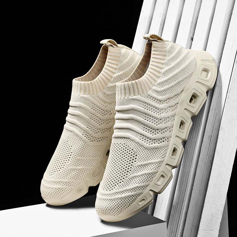 Plus Size 39-48 Summer Men Knitting Sneakers Comfortable Running Basketball Shoes Students Breathable Shockproof Non-slip Shoes