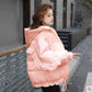 Winter Clothes New Personality Women's Down Jacket Candy Color Hooded Drawstring Ruffled Sleeves Fashionable White Duck Down Loose Coat