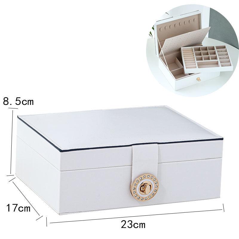 Jewelry Box Princess European-style Korean Wooden Earrings Simple Double Layer with Drill Buckle Storage Box