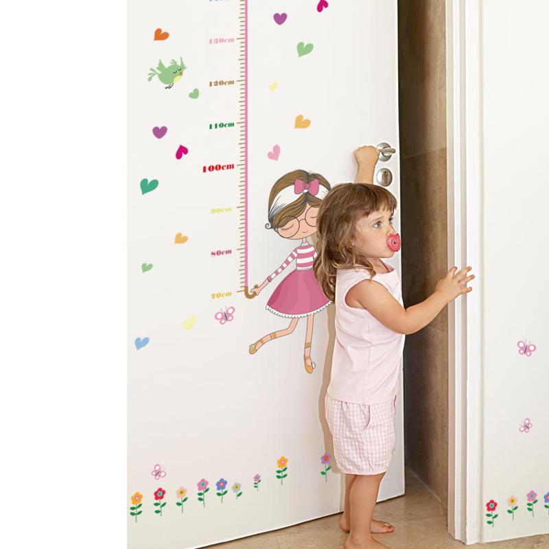 Cartoon girl height stickers wall stickers TV background glass doors windows porcelain stickers