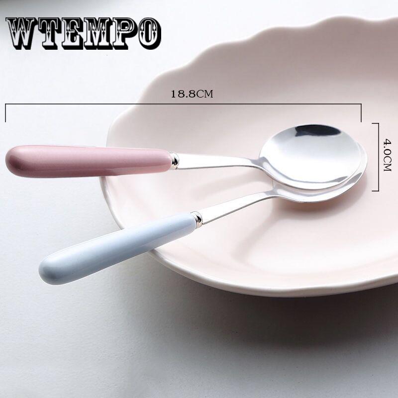 Spoon Stainless Steel Rice Spoon/soup Spoon Long-handled Great Circle Coffee Spoon 4pcs