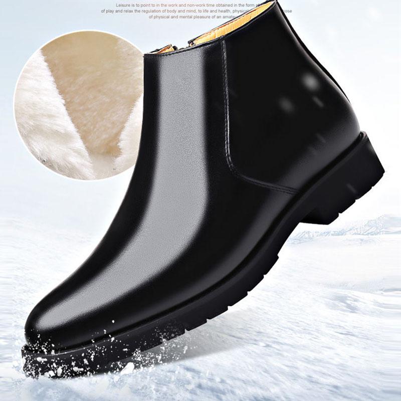 Martin Boots Men's Leather Short Boots Winter Plus Velvet Warm High-top Cotton Shoes British Tooling Boots