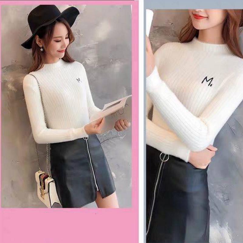 Pofulove long-sleeved winter ultra-thick undershirt women's waterproof mink half turtleneck