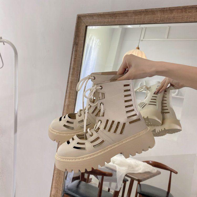 Summer Hollowed Out Martin Boots Female Summer Breathable Women's Boots Wild Thick Bottom Thin Short Boots Summer Sandals