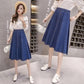 Woman Skirts Spring Summer Elastic High Waist A-line Denim Skirt Girl's Solid Color Loose Gothic Buttons Pockets Skirts