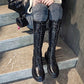 Women's British Style Lace-up Thick-soled Boots Women's Thick-heeled Martin Boots  No More Than Knee-length