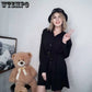 Women Sexy Shirt Dress Slim Single Breasted Long Sleeve Dress OL Style Plus Size Black Dress