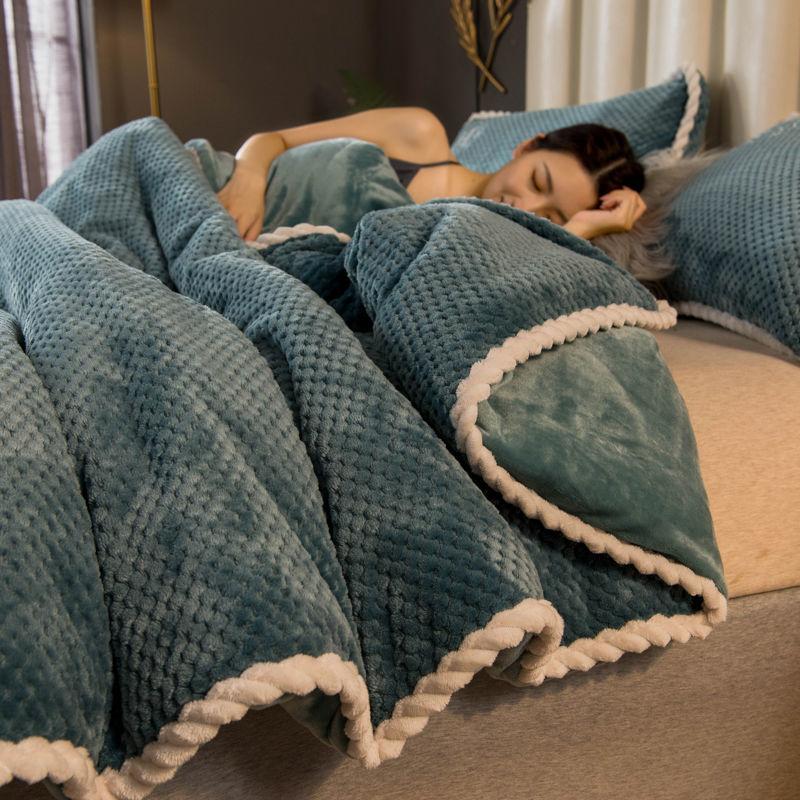 Double-layer Multifunctional Blanket Duvet Cover Single Thickened Warm Fleece Blanket Coral Flannel Nap Leisure Cover Blanket