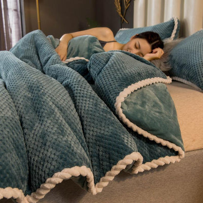 Double-layer Multifunctional Blanket Duvet Cover Single Thickened Warm Fleece Blanket Coral Flannel Nap Leisure Cover Blanket