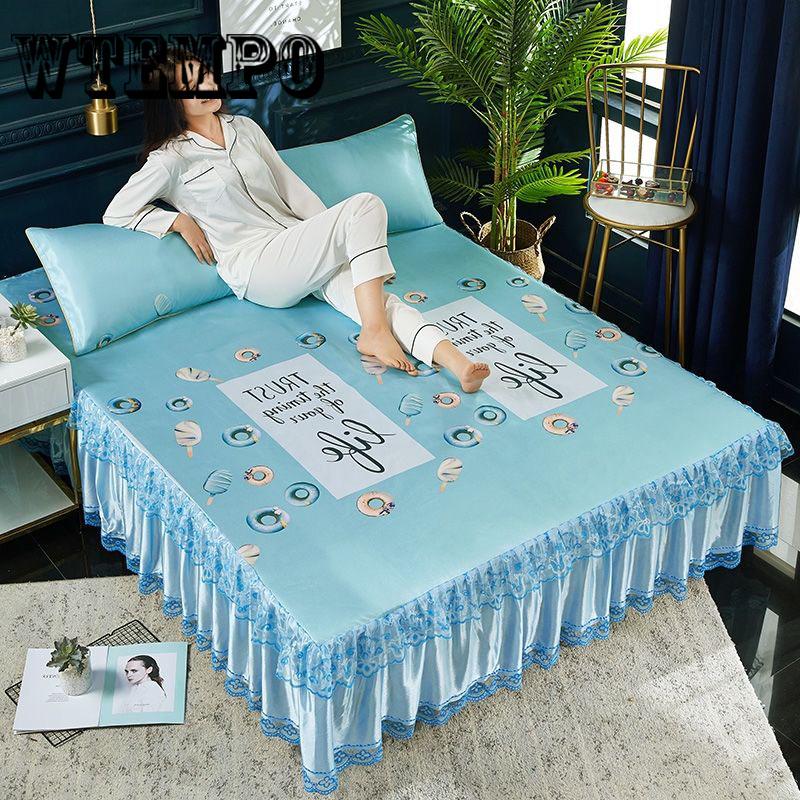 Brand Summer Cool  Bed Mat Bed Sheet Pillowcase Set Ice Silk Cool Bedspread 3 Pcs Set